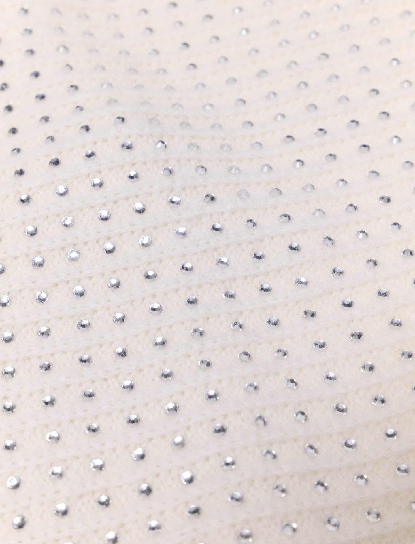 Rhinestone Wool Triangle Scarf Ecru