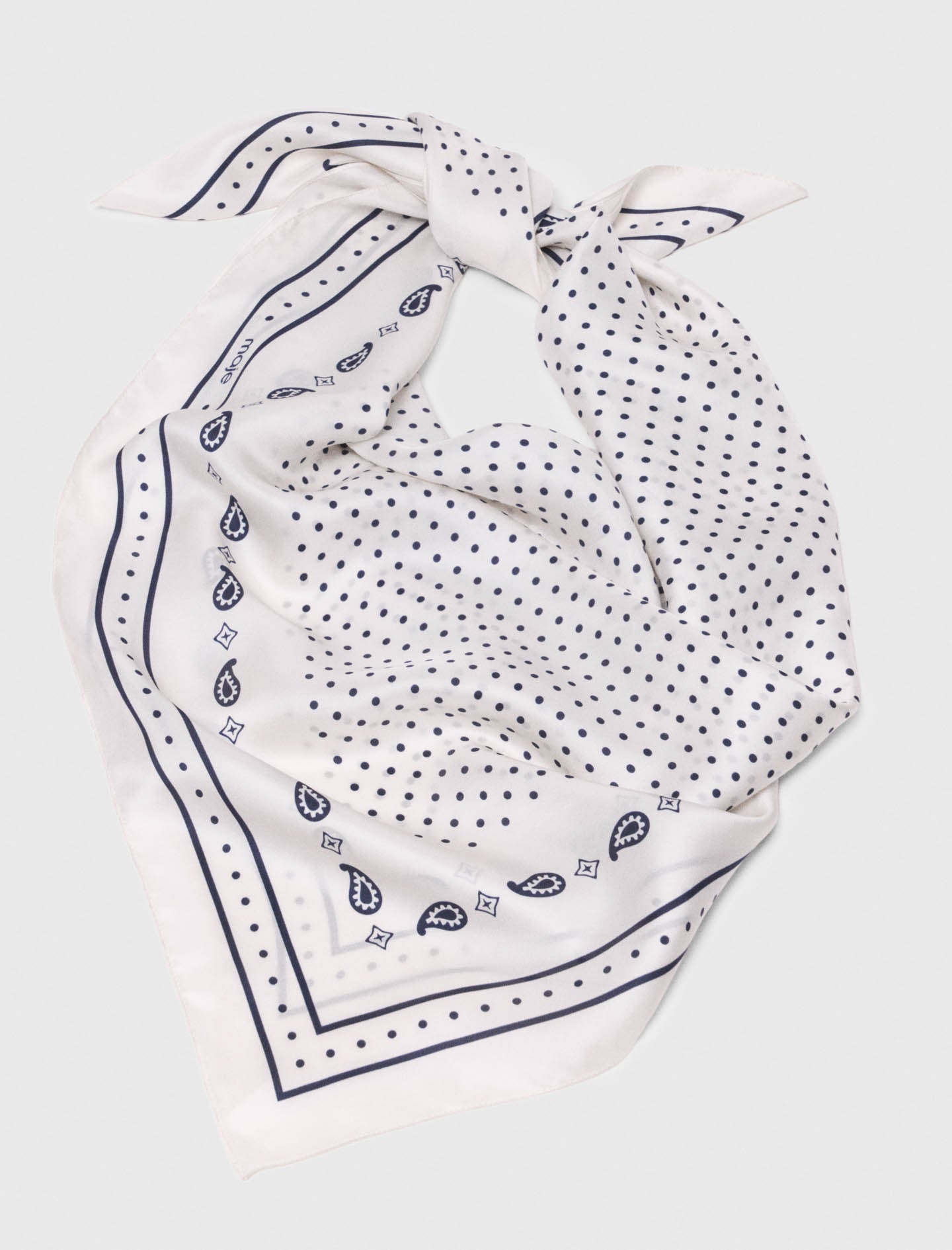 90X90 Printed Silk Scarf Ecru