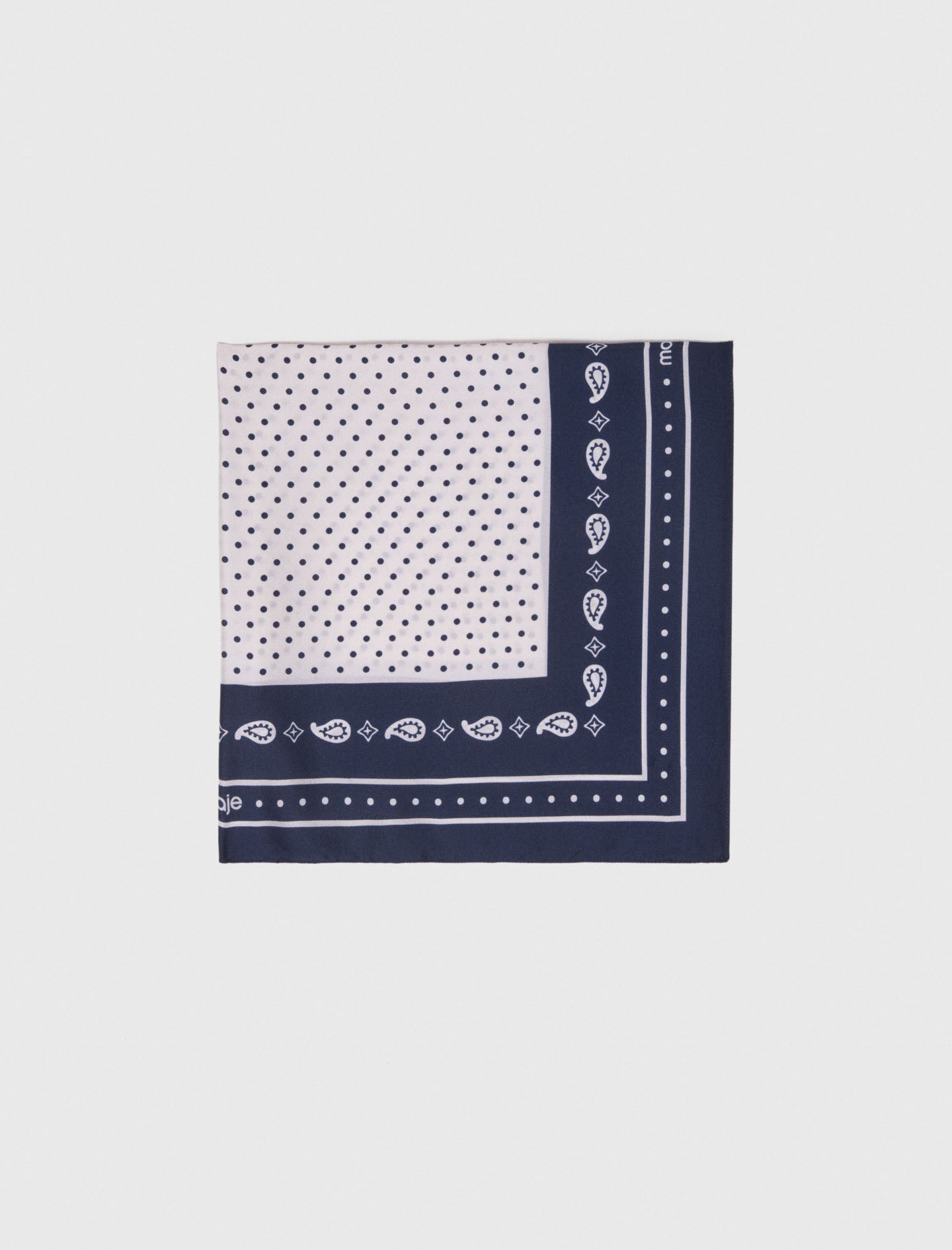 60X60 Silk Print Bandana Navy Polka Dot Bandana Print