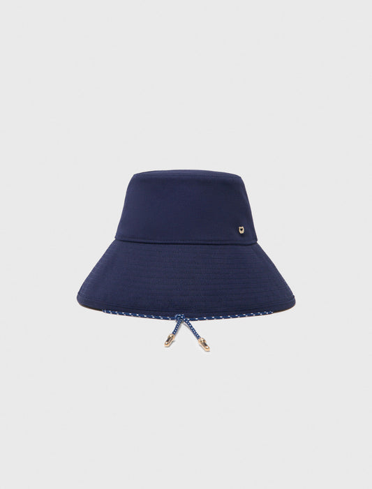 Cotton Floppy Hat With Cord Navy