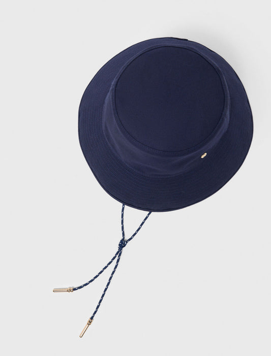 Cotton Floppy Hat With Cord Navy