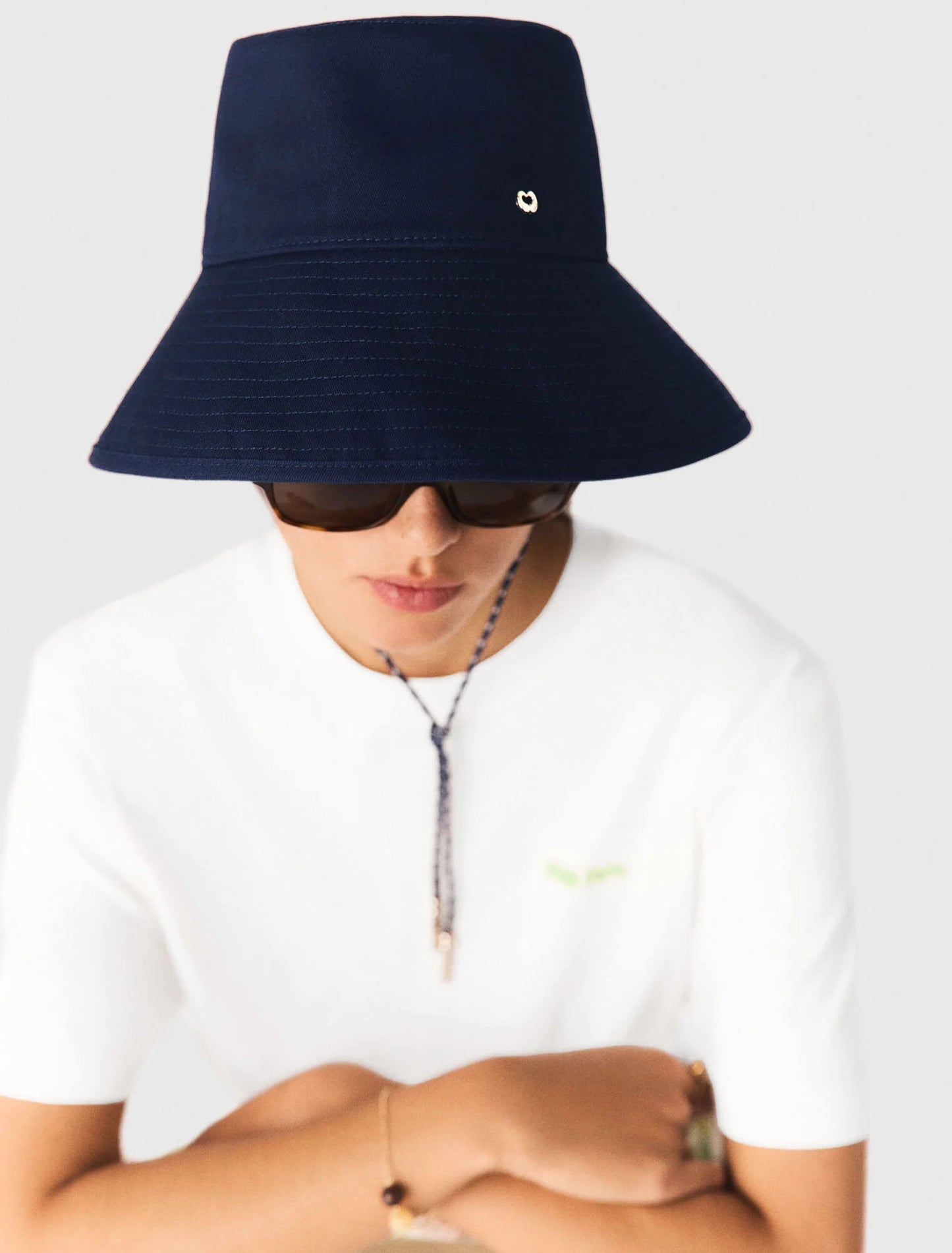 Cotton Floppy Hat With Cord Navy