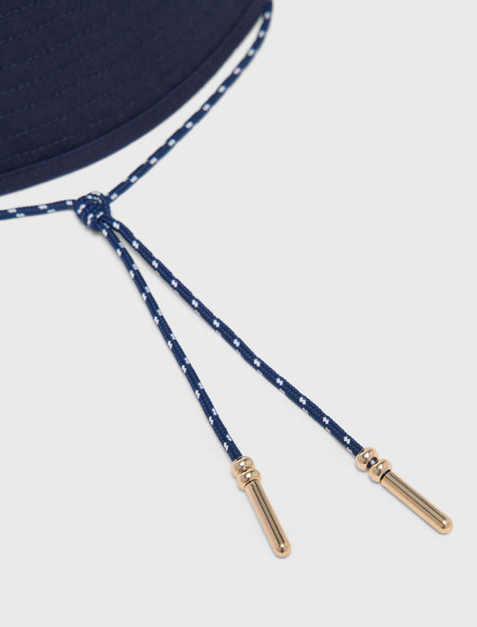 Cotton Floppy Hat With Cord Navy