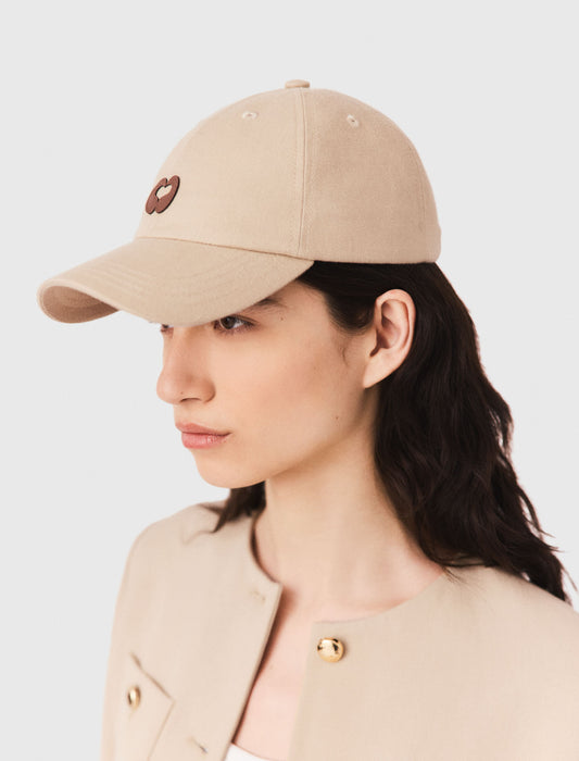 Linen blend cap with logo Beige
