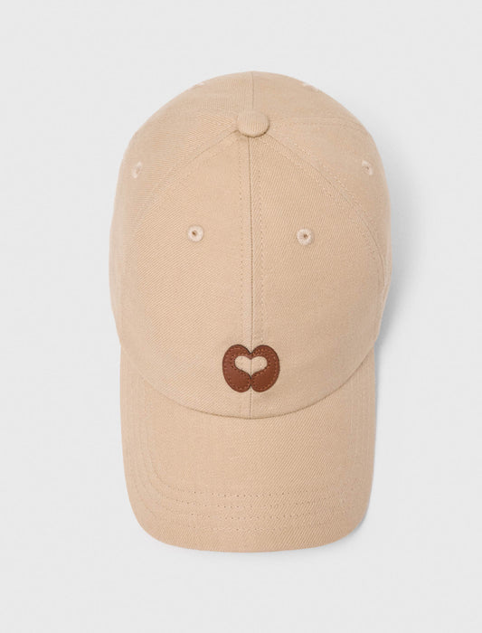 Linen blend cap with logo Beige