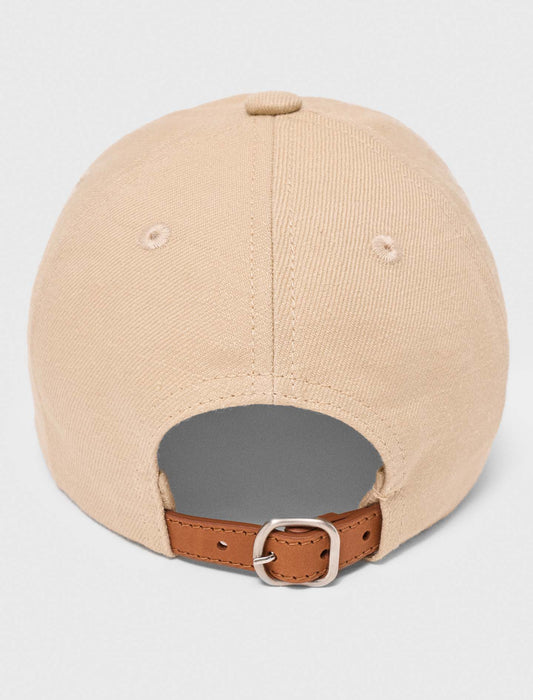 Linen blend cap with logo Beige