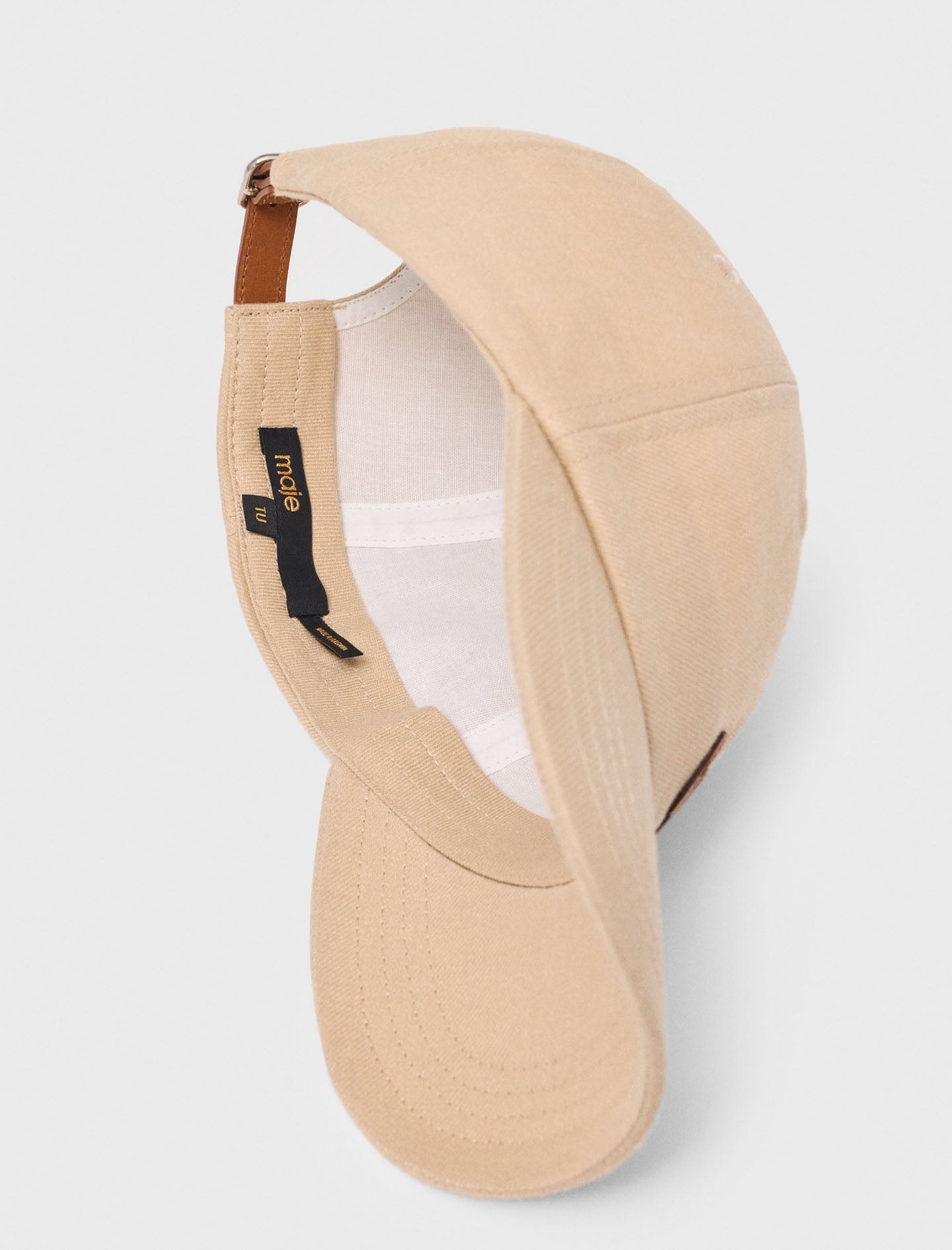 Linen blend cap with logo Beige