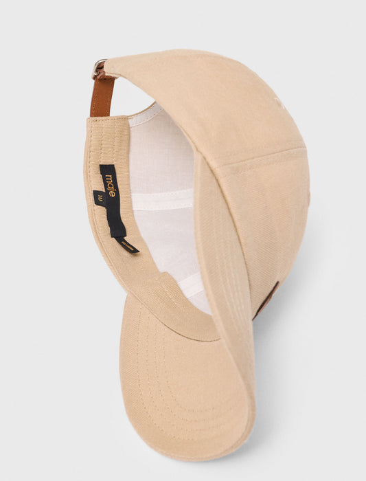 Linen blend cap with logo Beige