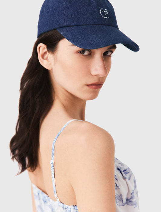 Raw denim cap with logo Marine Blue
