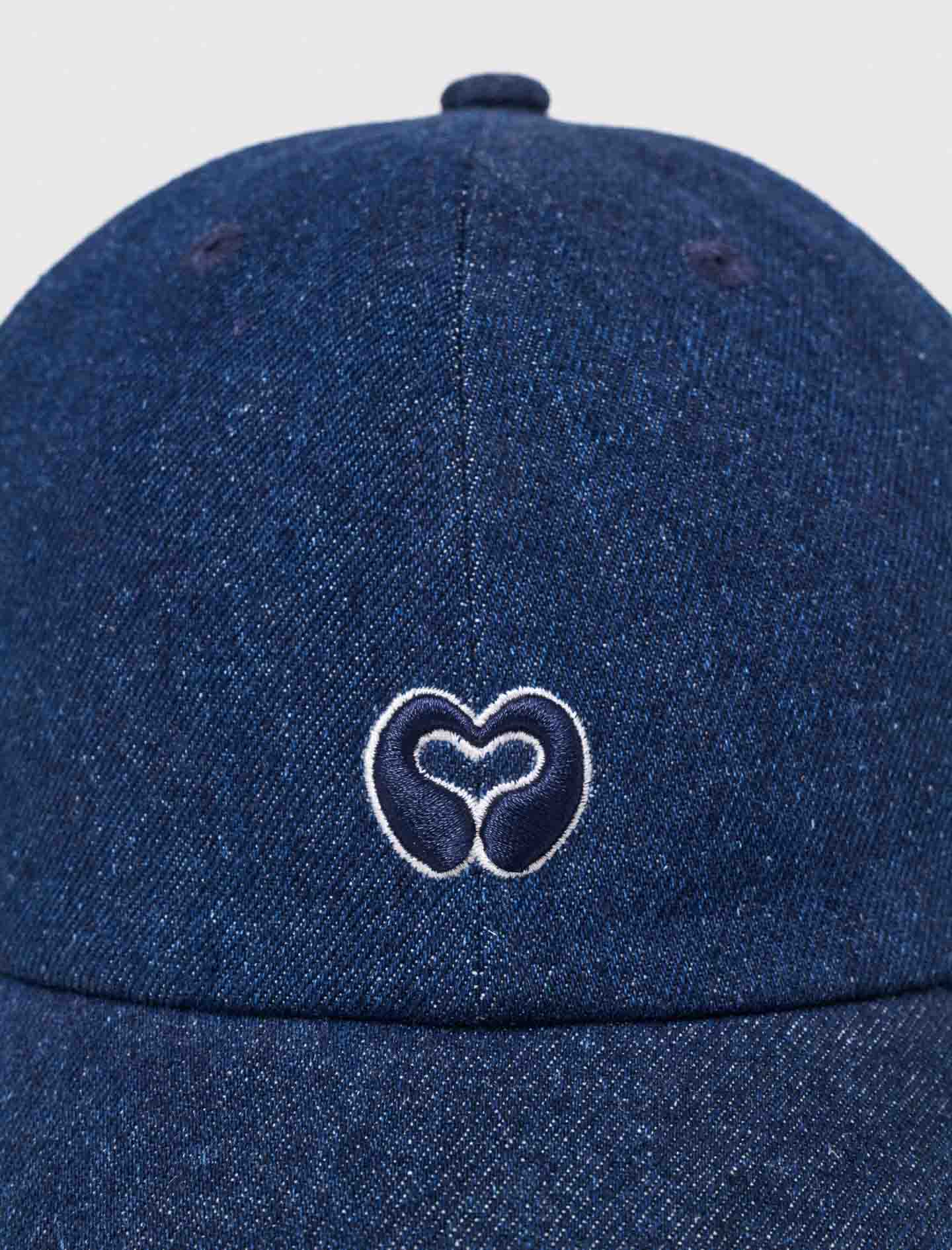 Raw denim cap with logo Marine Blue