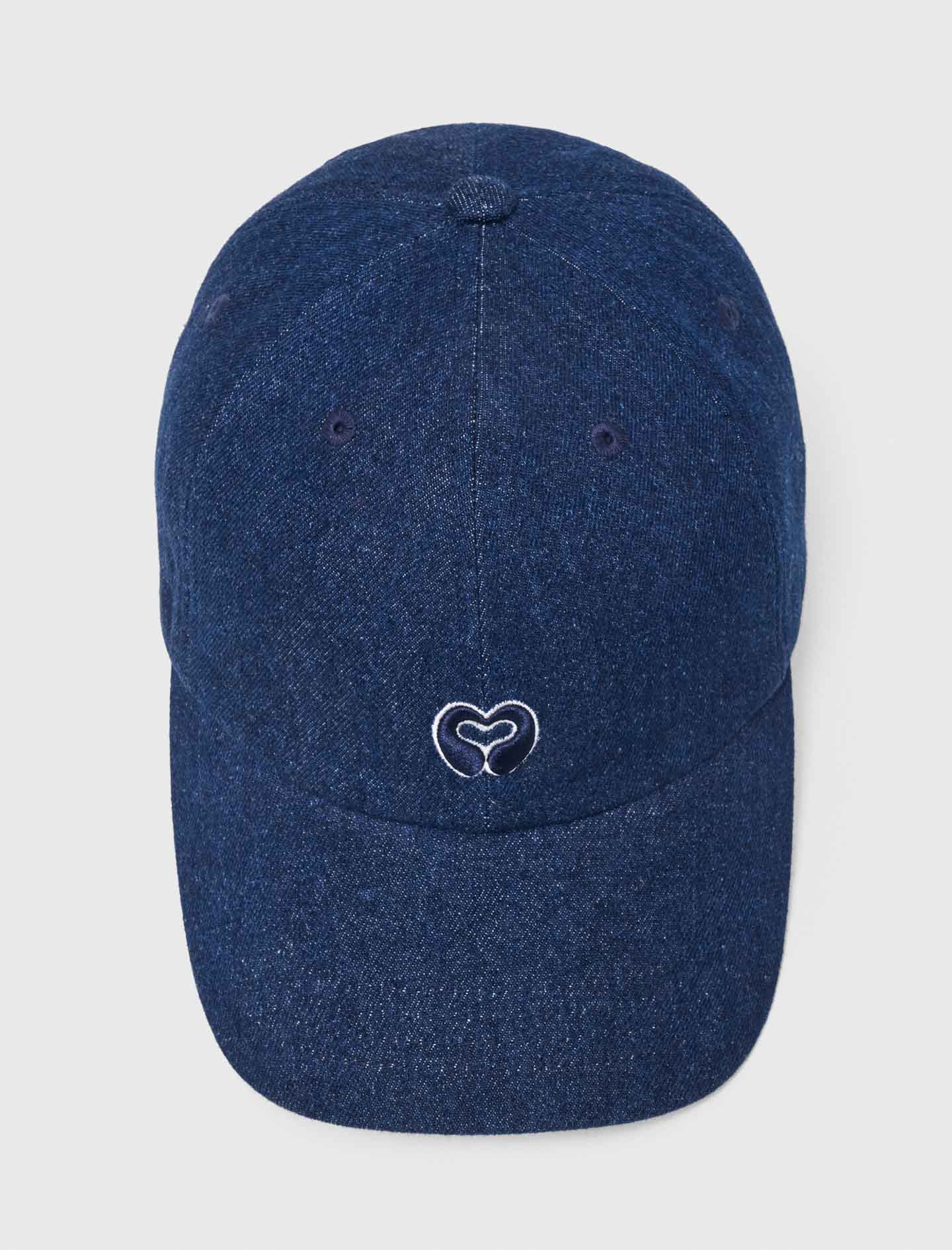 Raw denim cap with logo Marine Blue