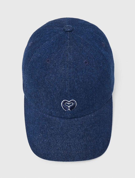 Raw denim cap with logo Marine Blue
