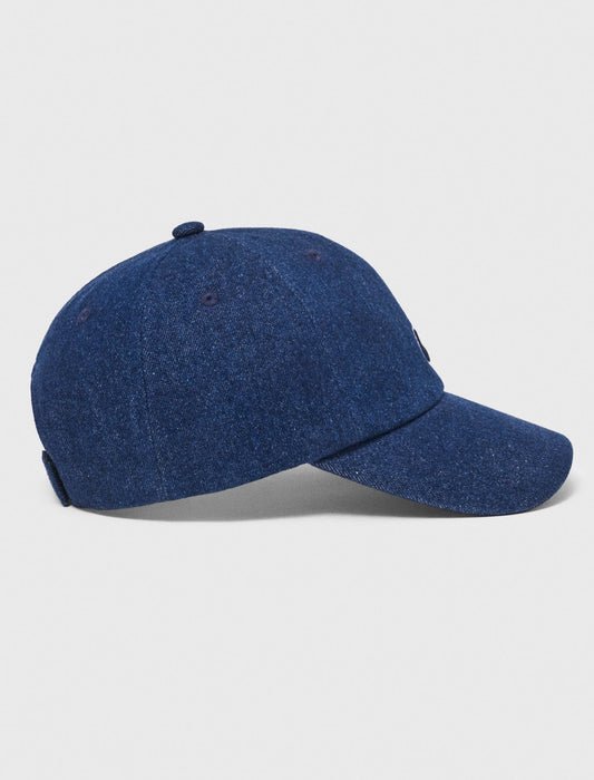Raw denim cap with logo Marine Blue