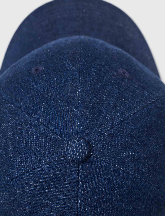 Raw denim cap with logo Marine Blue
