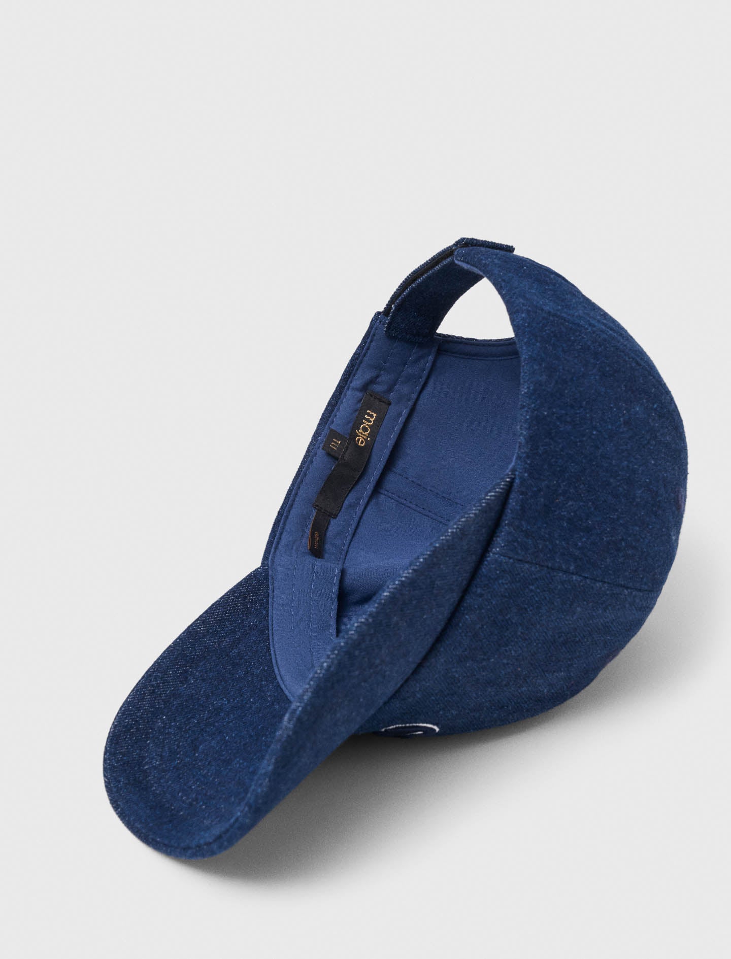 Raw denim cap with logo Marine Blue