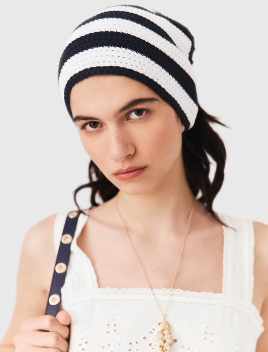 Striped knit triangle White/Navy