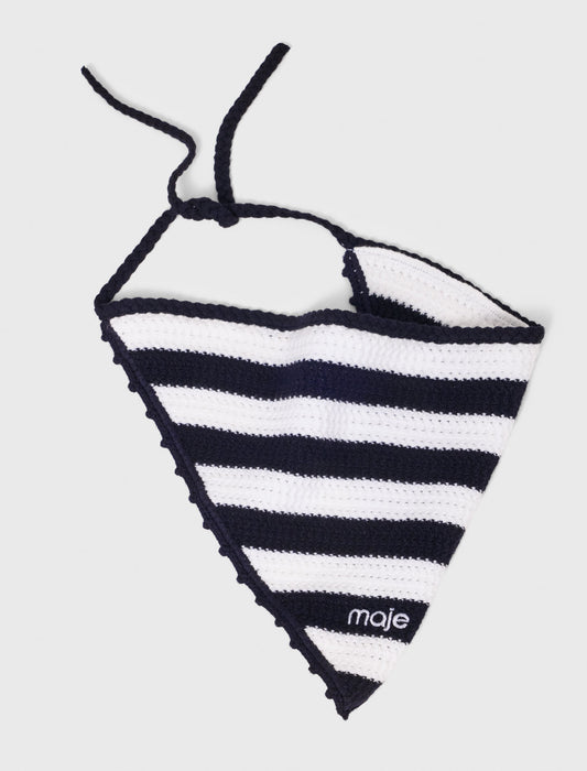 Striped knit triangle White/Navy