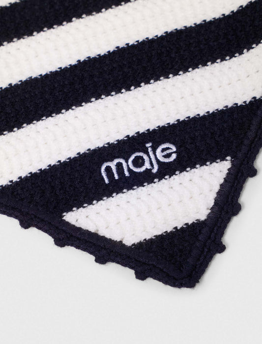 Striped knit triangle White/Navy