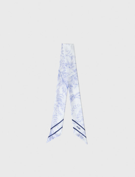Floral Print Silk Scarf White/Blue