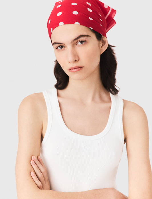 Polka dot cotton bandana Red Dots Print