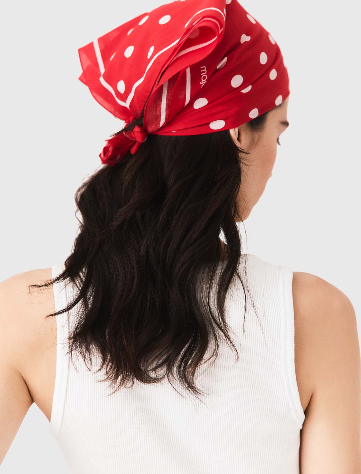 Polka dot cotton bandana Red Dots Print