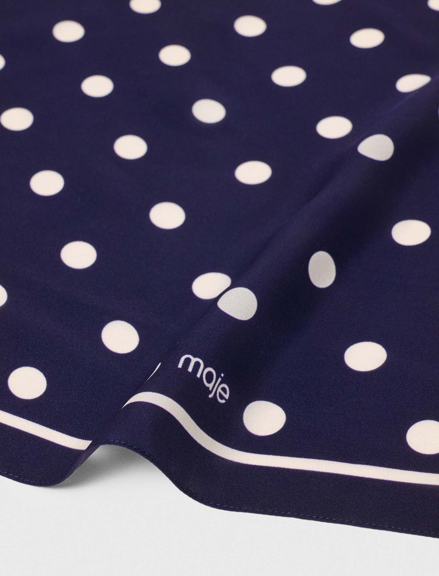Silk polka dot bandana Navy Dots Print