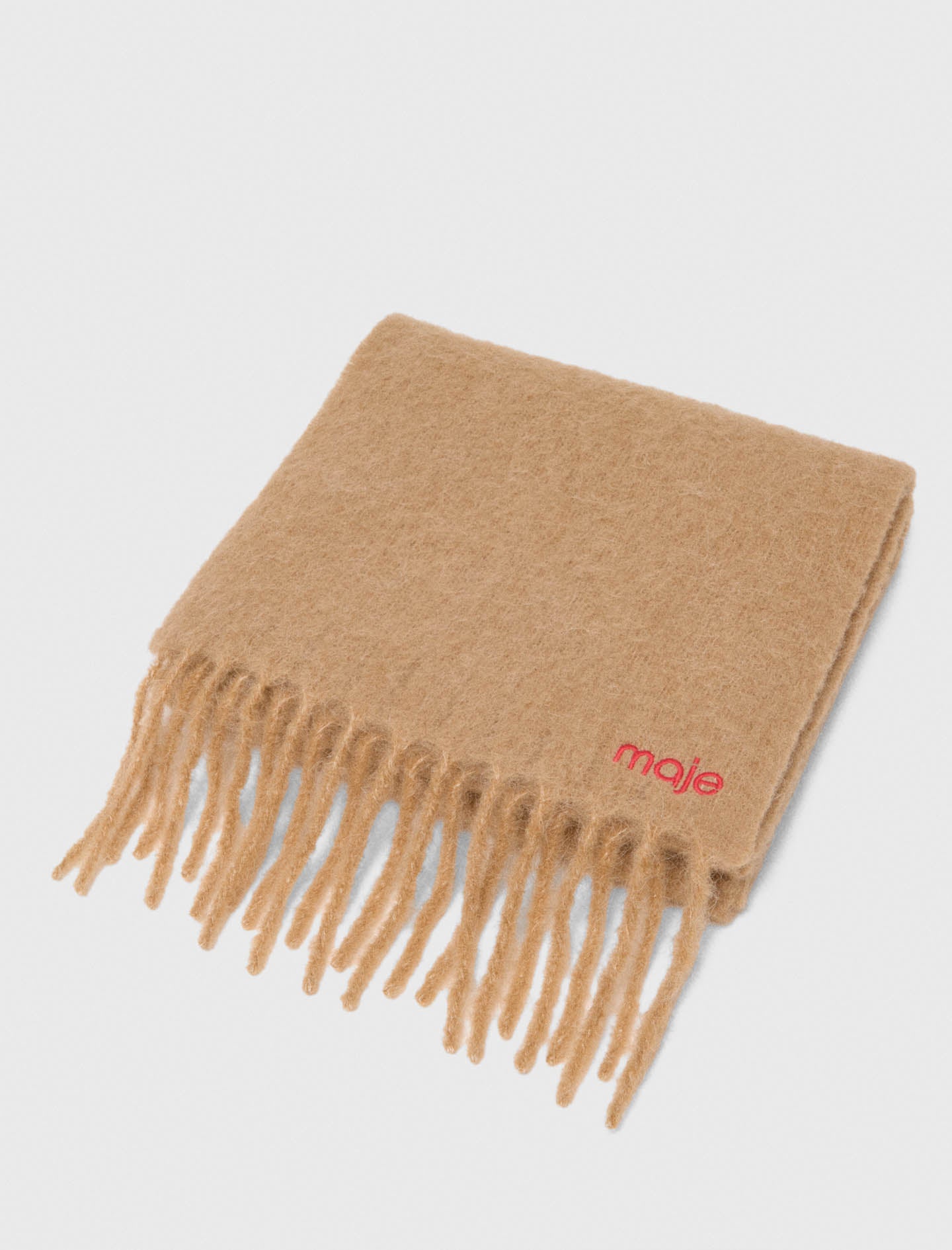 Wool and alpaca blend scarf Camel