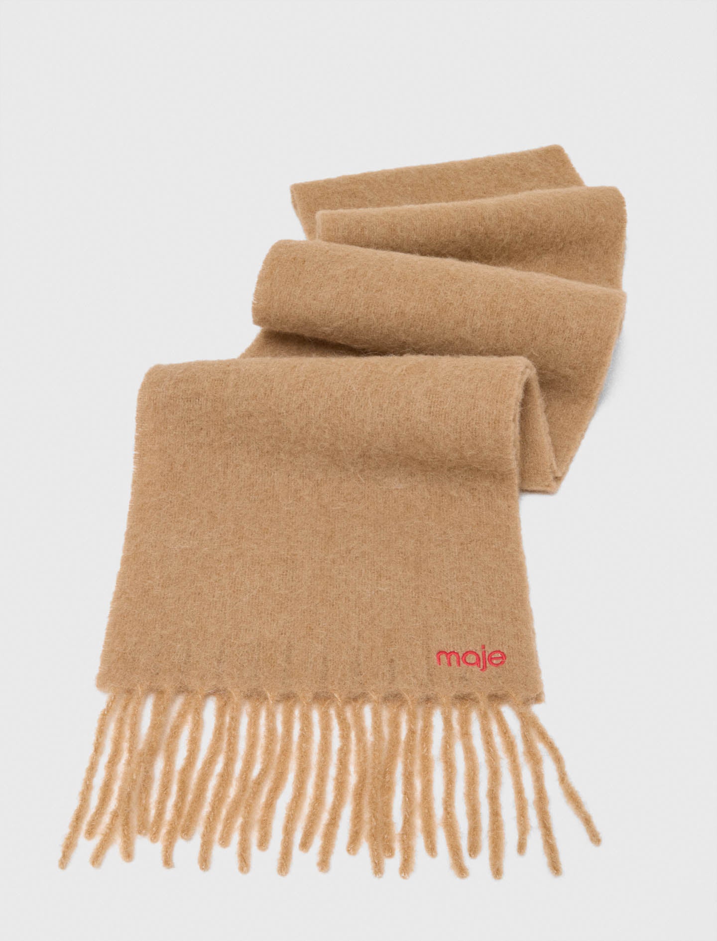 Wool and alpaca blend scarf Camel