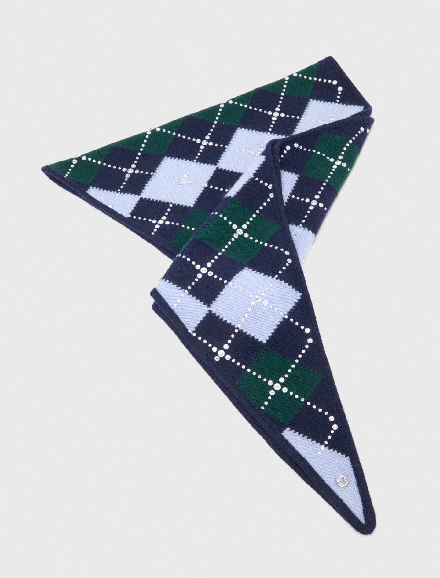 Wool argyle triangle scarf Navy