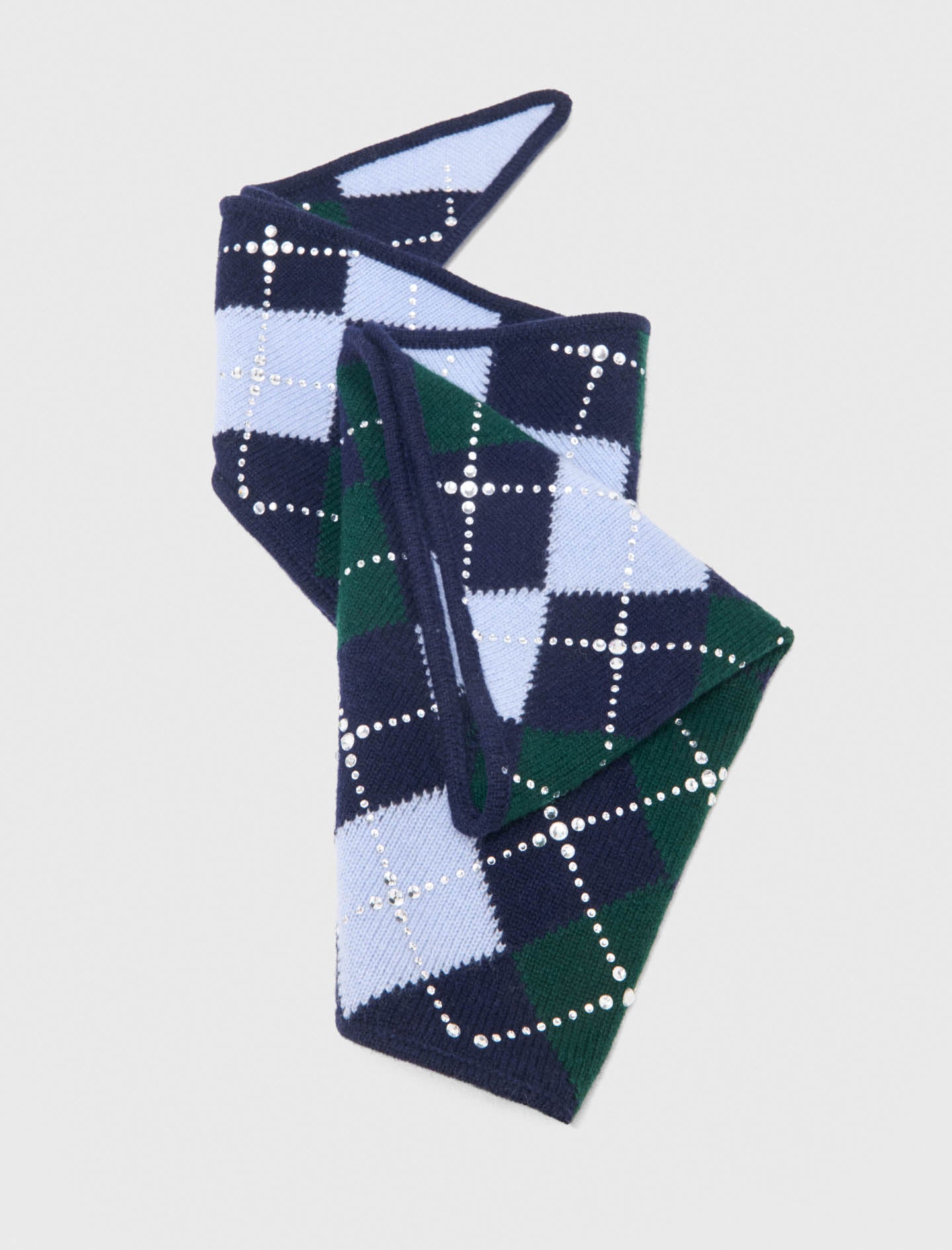 Wool argyle triangle scarf Navy