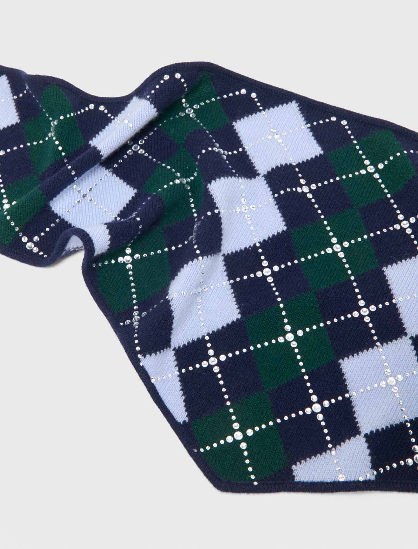 Wool argyle triangle scarf Navy