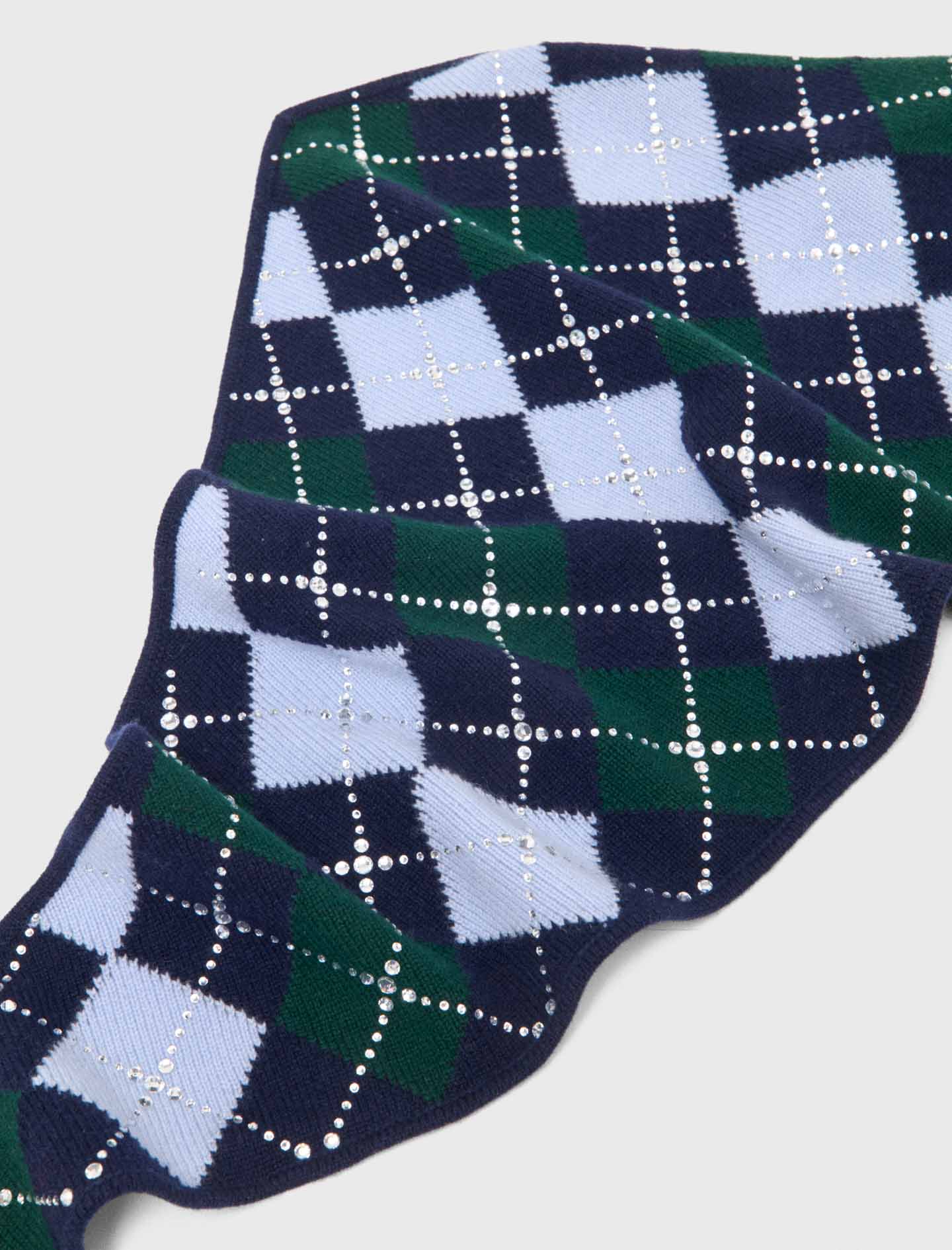 Wool argyle triangle scarf Navy