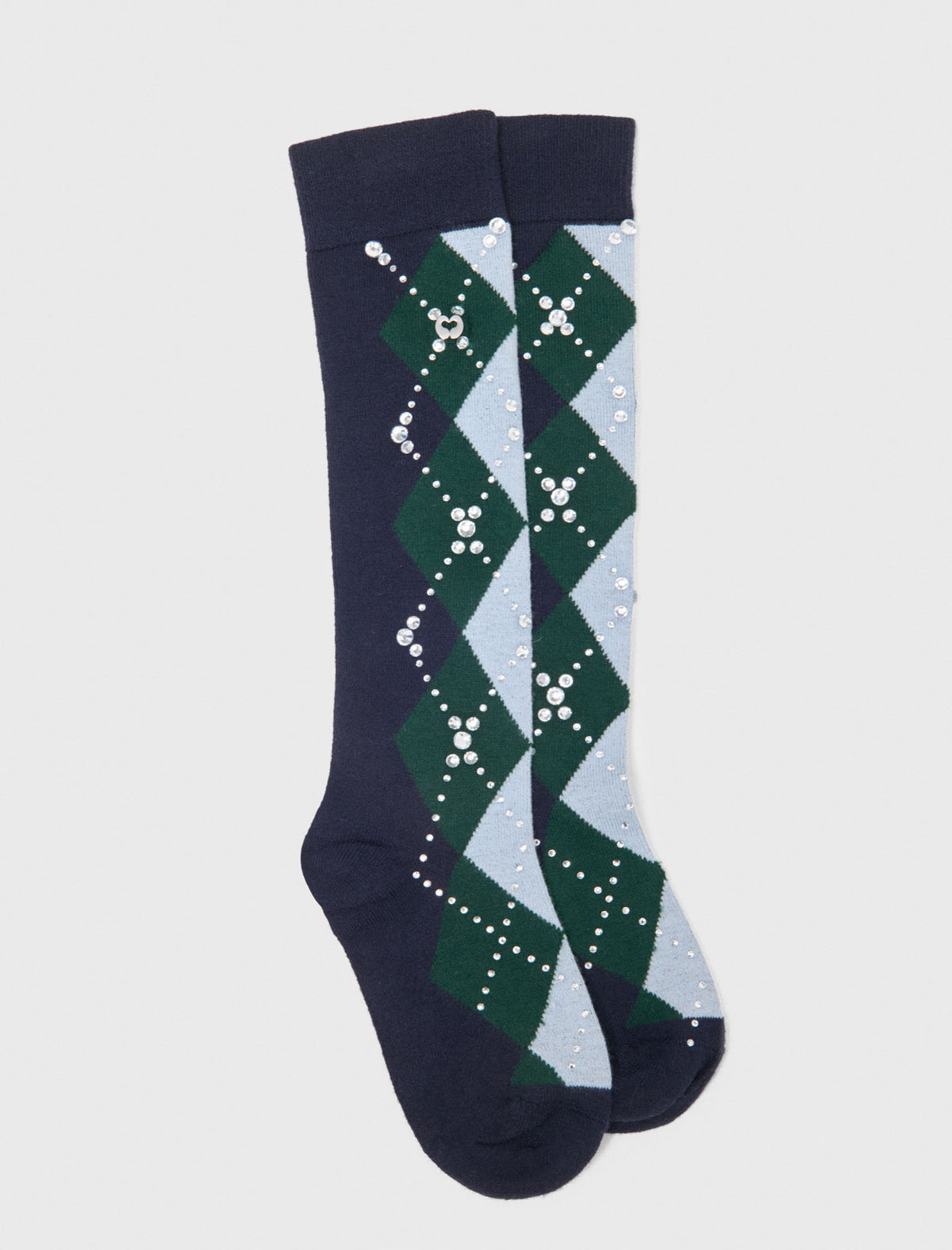 Wool argyle knee-high socks Navy