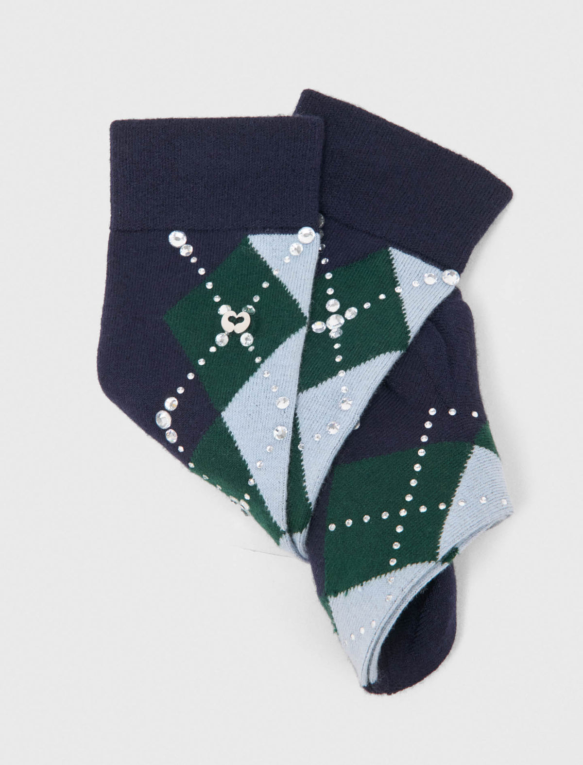 Wool argyle knee-high socks Navy