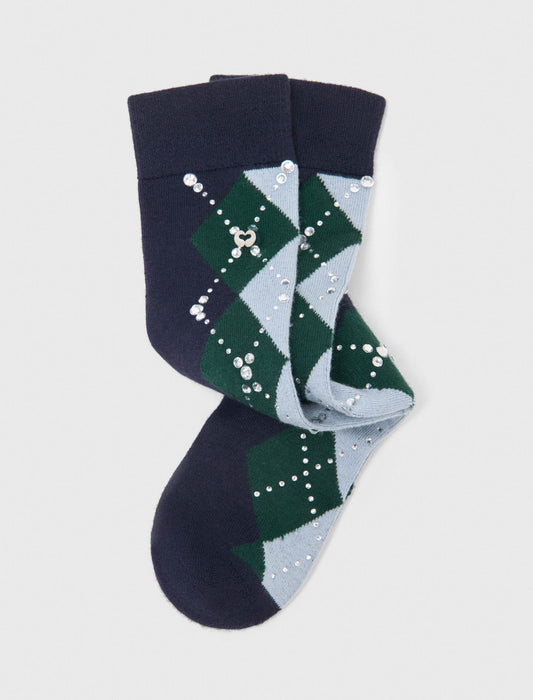 Wool argyle knee-high socks Navy