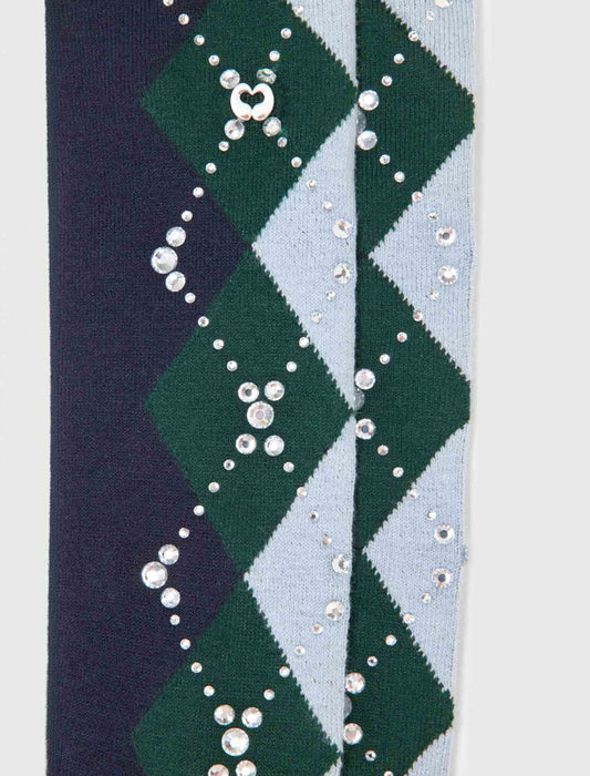 Wool argyle knee-high socks Navy