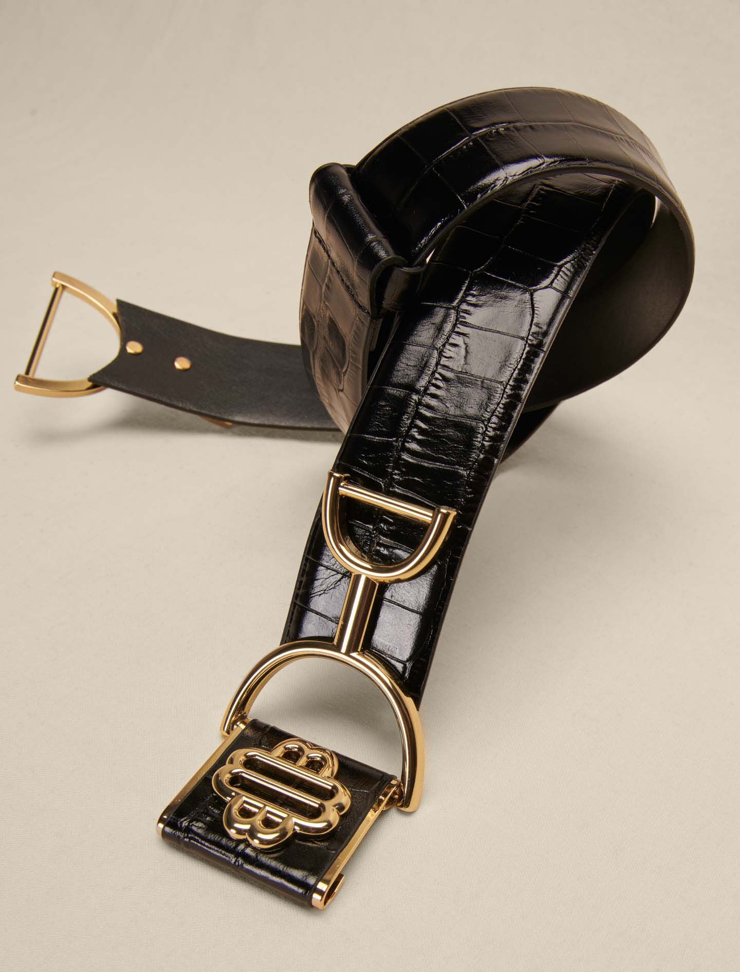 Black-wide smooth leather belt