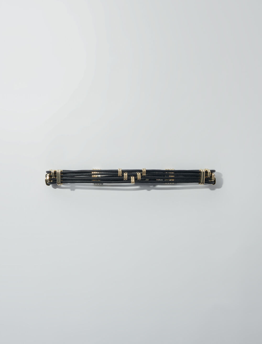 Black-featured-Mixed metal and leather belt