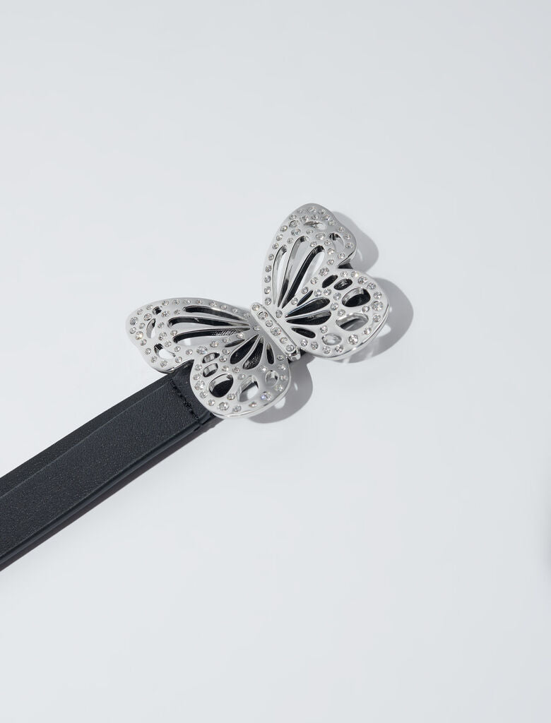 Silver-Butterfly rhinestone belt