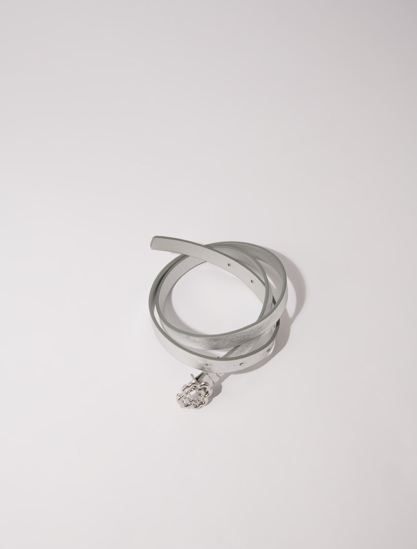 Silver  -Slim belt with Clover buckle