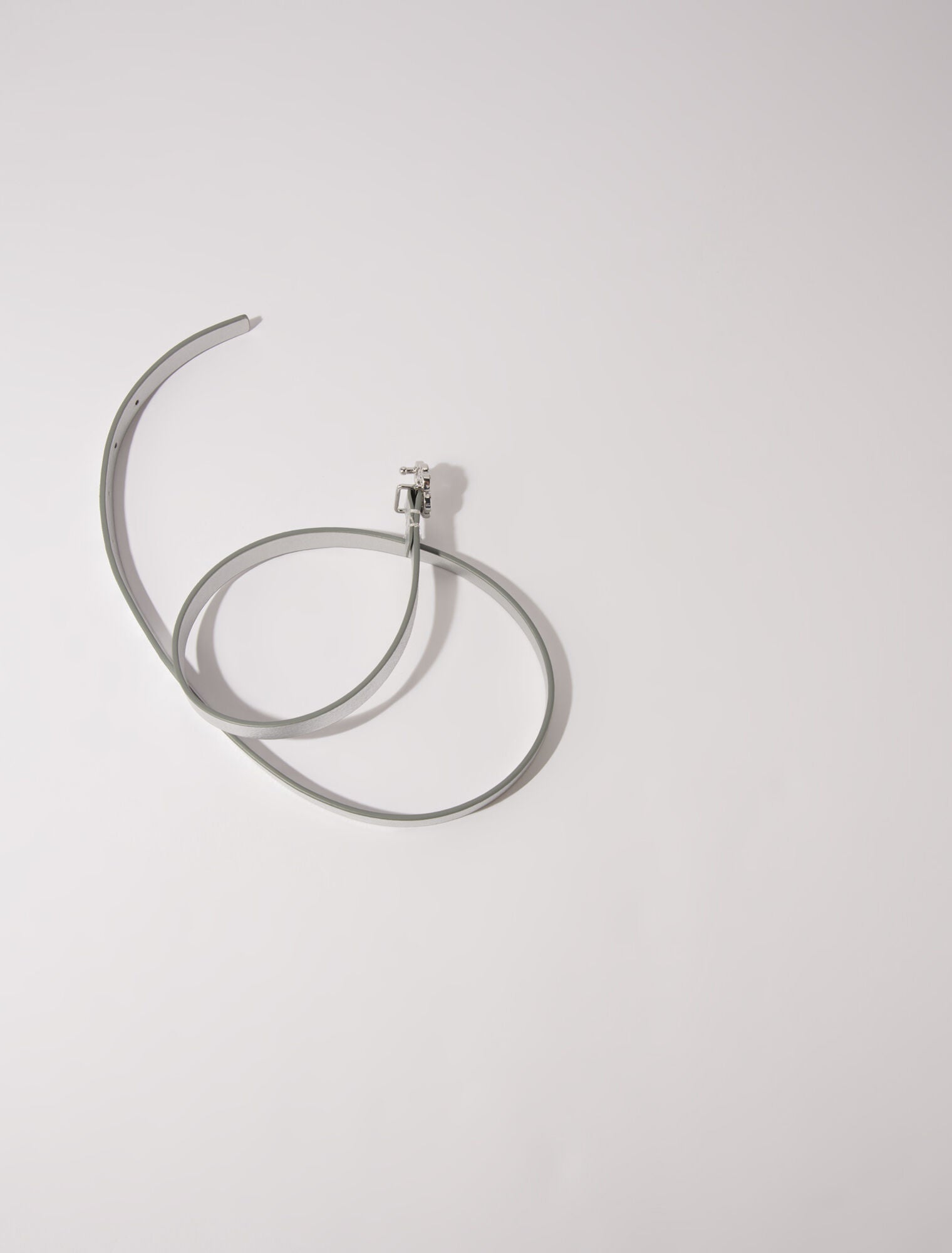 Silver  -Slim belt with Clover buckle