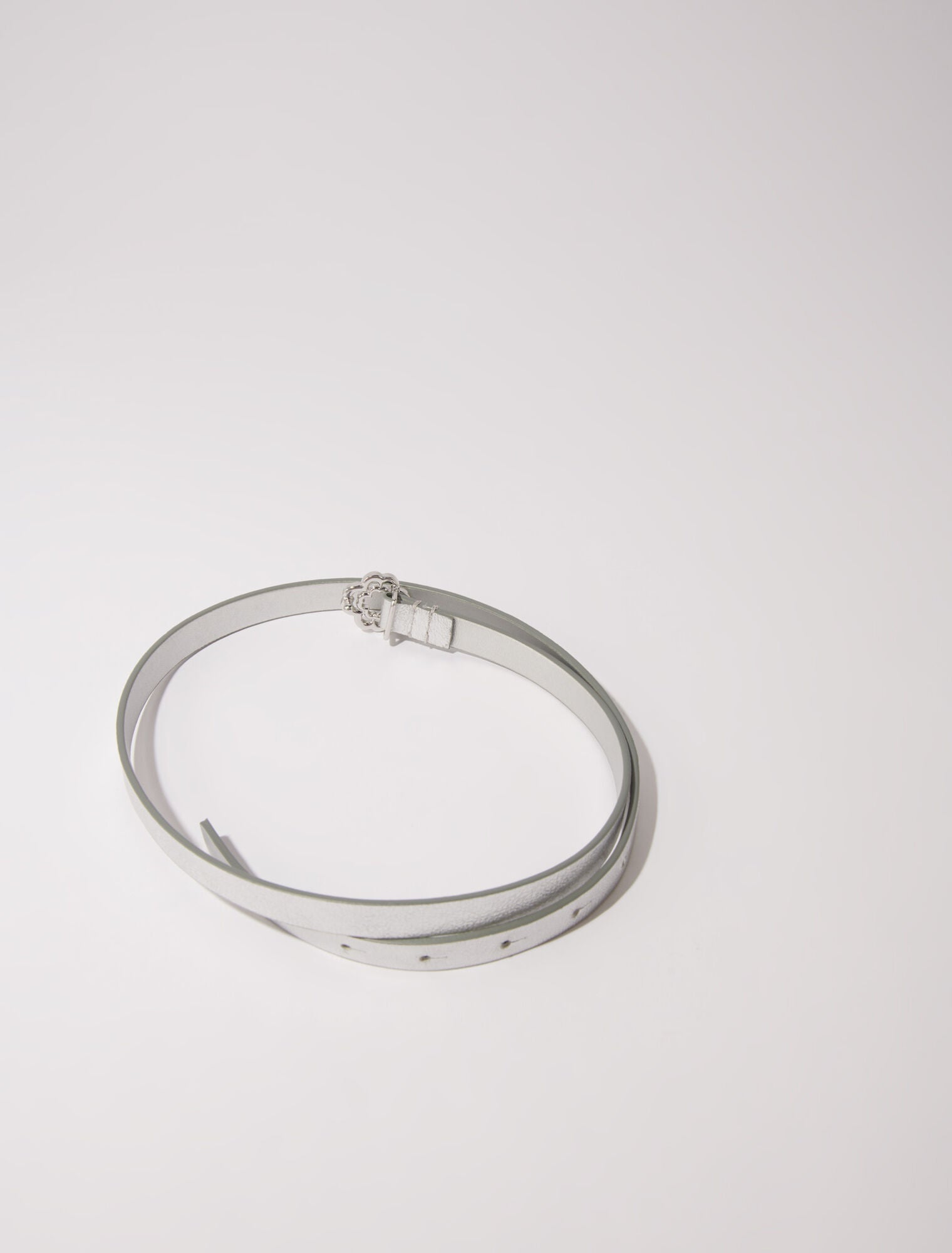 Silver  -Slim belt with Clover buckle