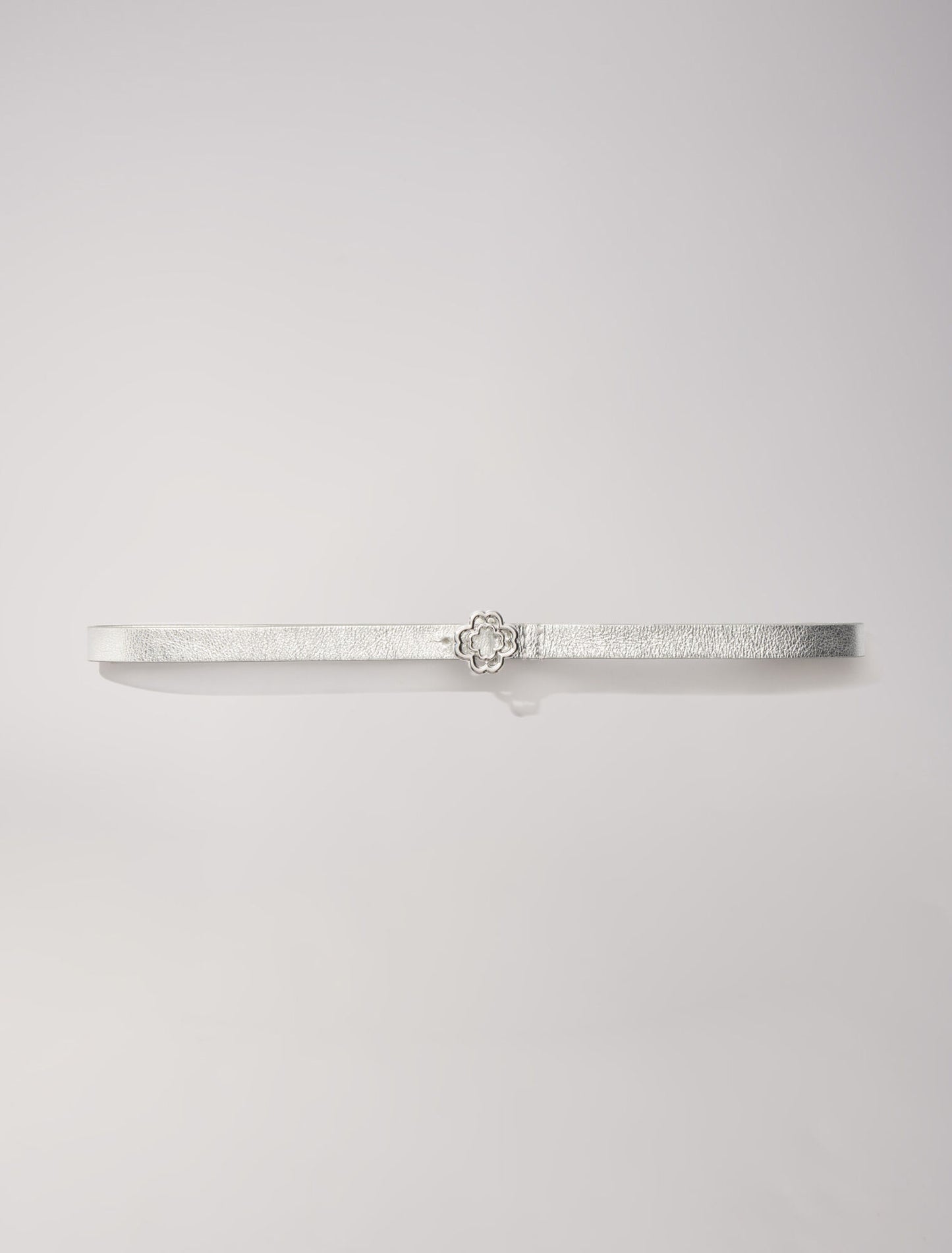 Silver featured-Slim belt with Clover buckle