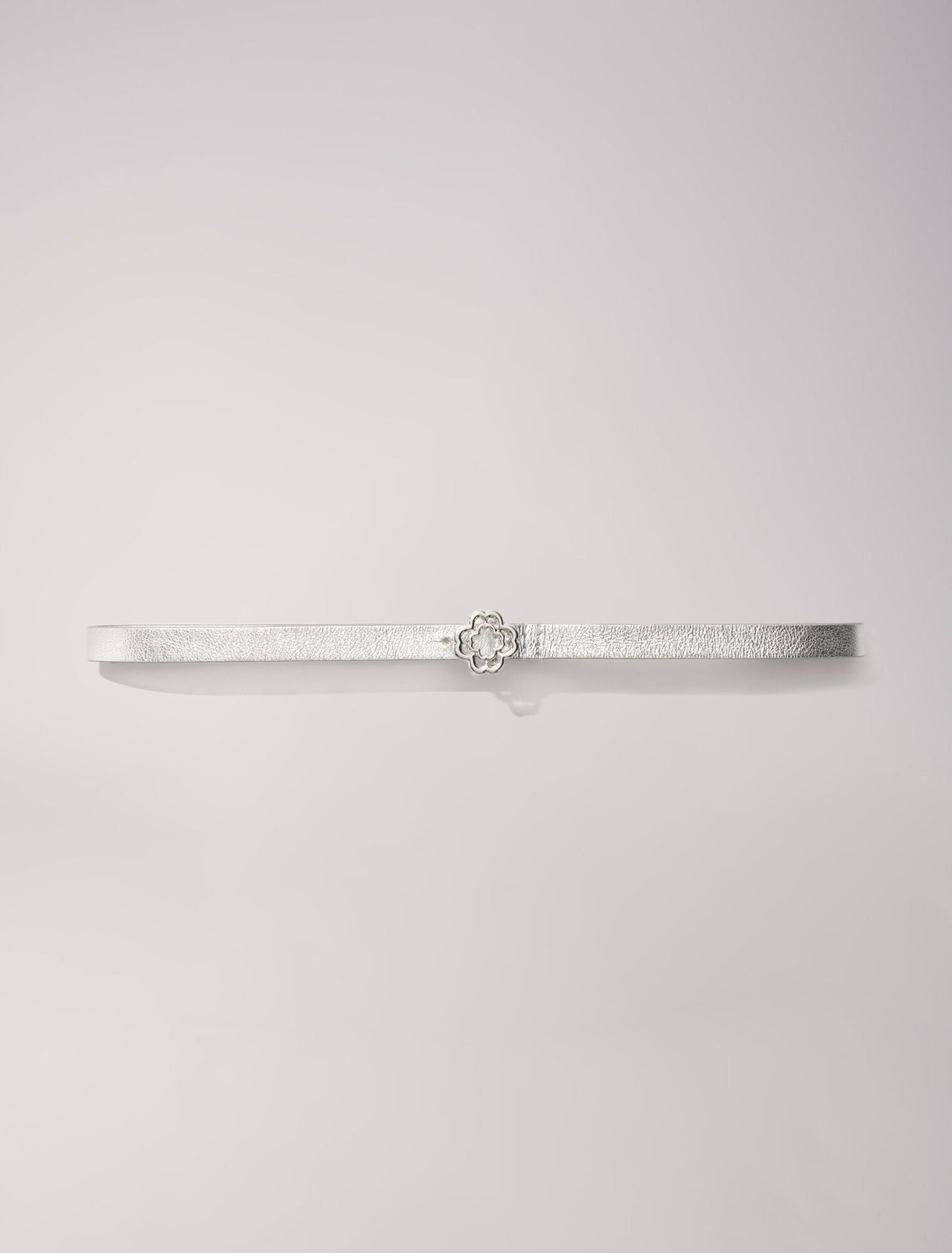 Silver featured-Slim belt with Clover buckle