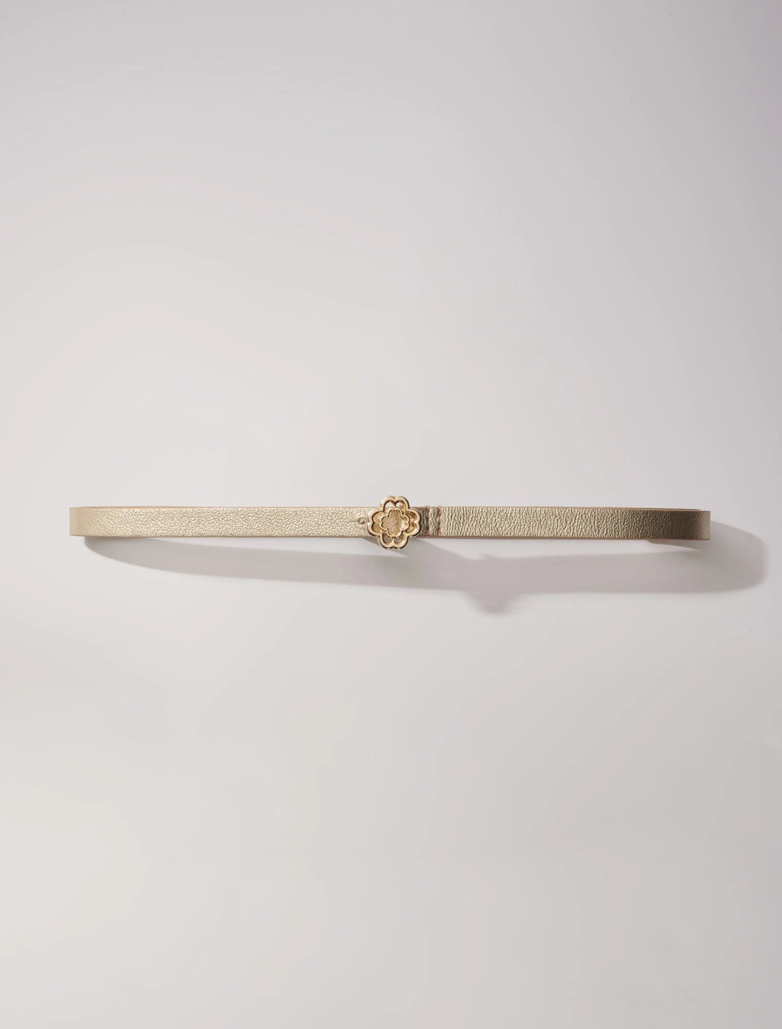 Light Gold  -Slim belt with Clover buckle