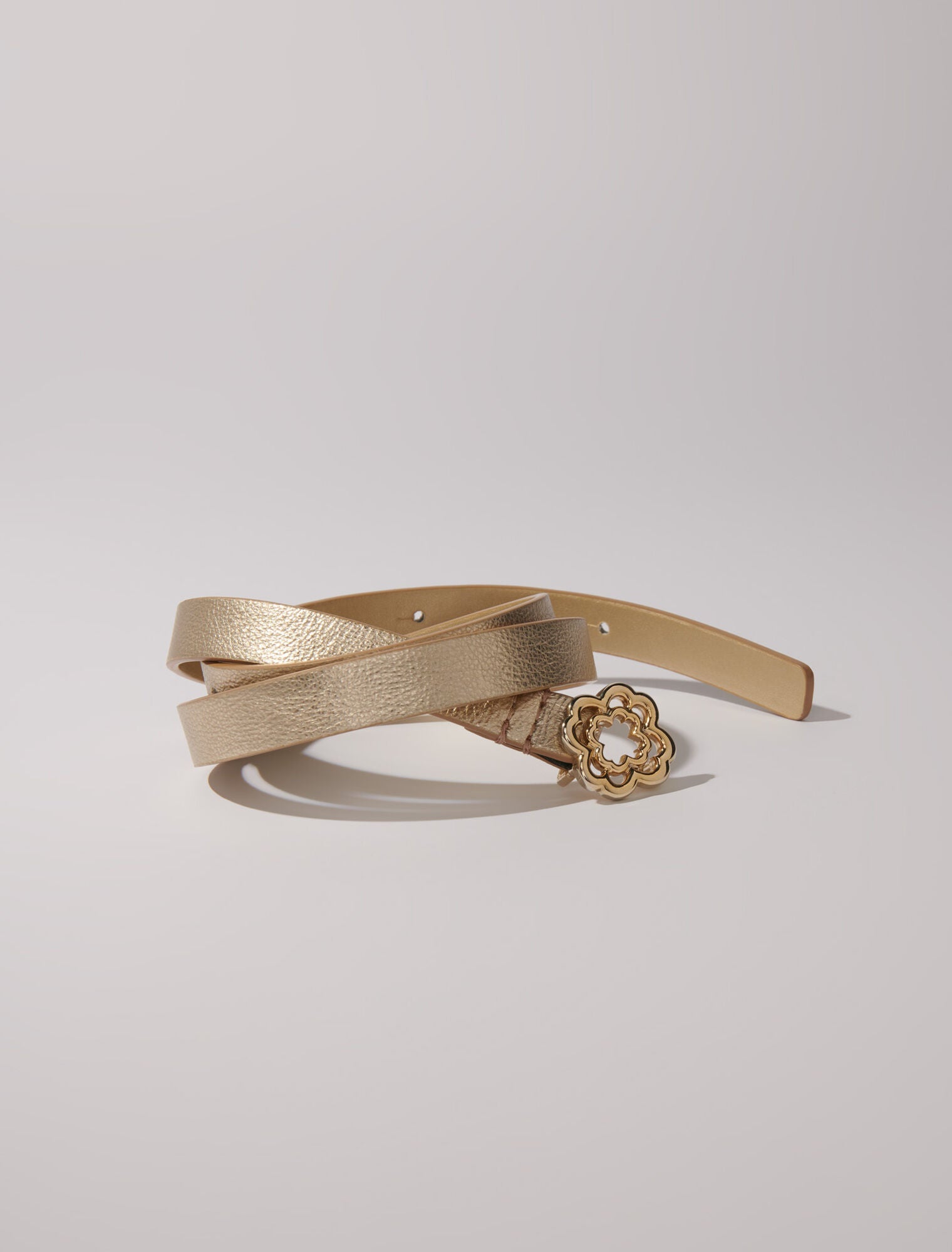 Light Gold  -Slim belt with Clover buckle