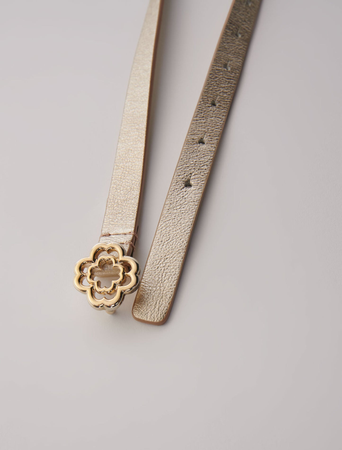 Light Gold  -Slim belt with Clover buckle