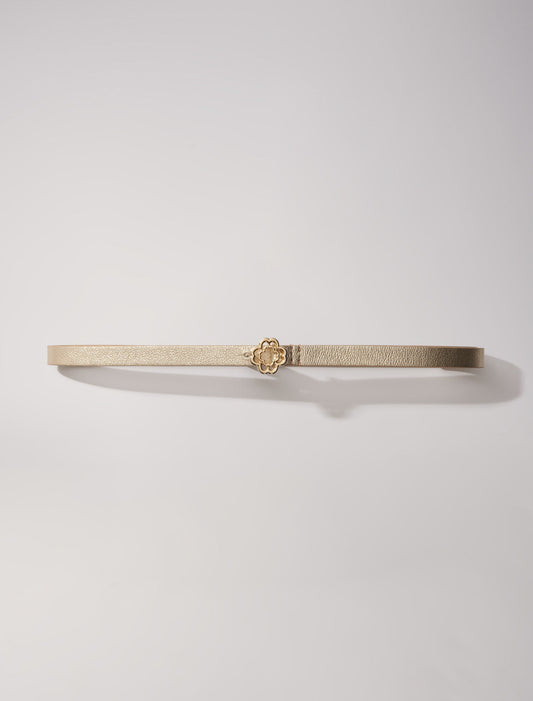 Light Gold featured-Slim belt with Clover buckle