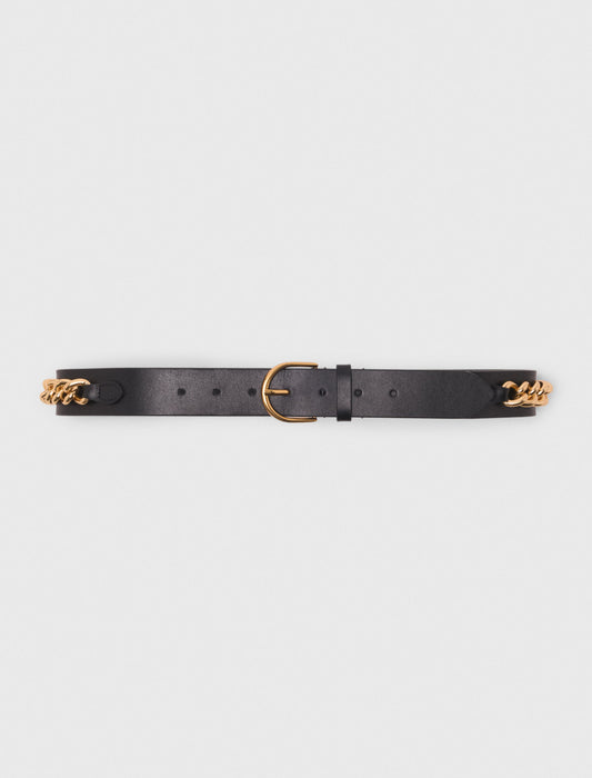 Leather belt with chain details