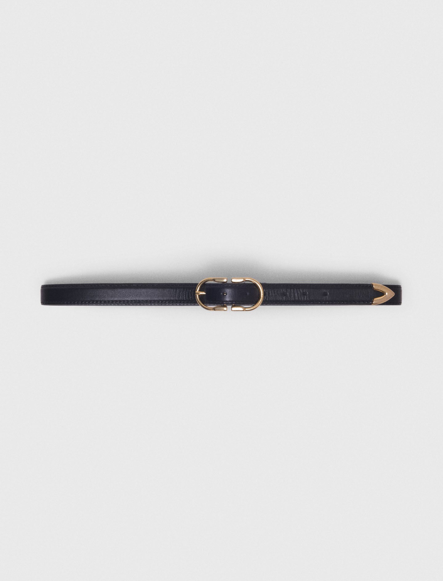 Double-Buckle Leather Belt Black